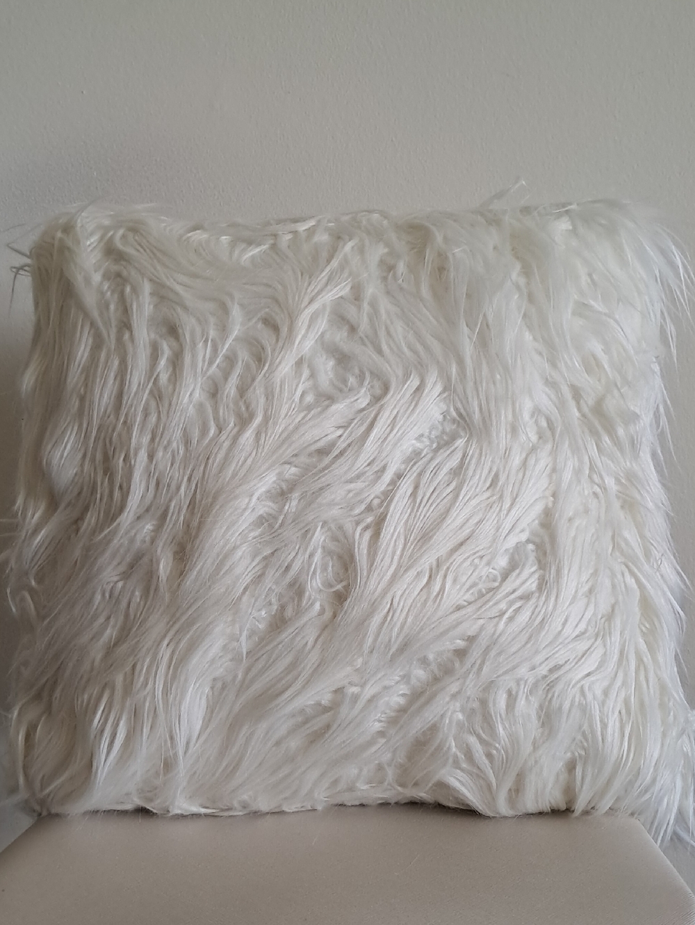 LC Lauren Conrad Ivory Plush Faux Fur Accent Pillow